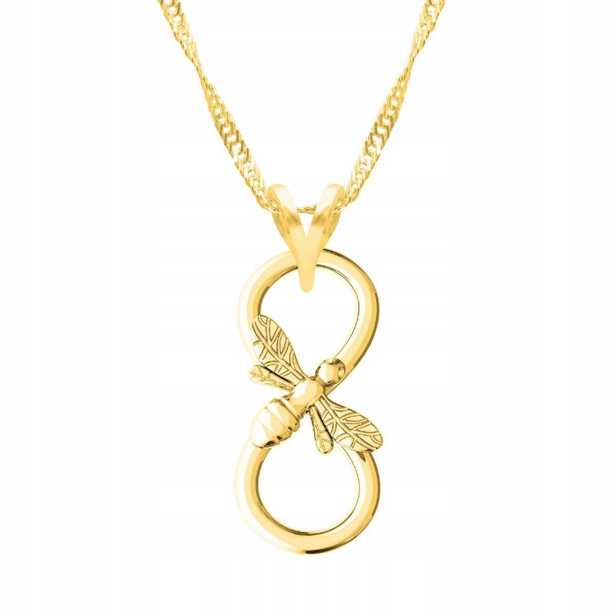 Złoty Naszyjnik Nieskończoność Infinity Symbol Miłości Love SREBRO 925