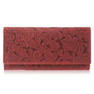 Portfele - Portfel Damski, Portfel Skórzany, W Kwiaty, Vintage, Ochrona Rfid, Paolo Peruzzi, Czerwony, T-25-Rd - miniaturka - grafika 1
