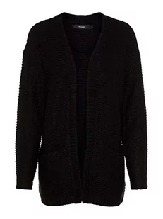 VERO MODA Długi damski sweter z dzianiny, czarny, S - Swetry damskie - miniaturka - grafika 1