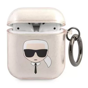 Karl Lagerfeld KLA2UKHGD AirPods cover złoty/gold Glitter Karl`s Head - Akcesoria do słuchawek - miniaturka - grafika 1
