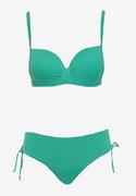 Stroje kąpielowe - Zielone Bikini Dwuczęściowe Usztywniany Biustonosz na Cienkich Ramiączkach Majtki Figi Ściągane Troczkiem Joans - miniaturka - grafika 1