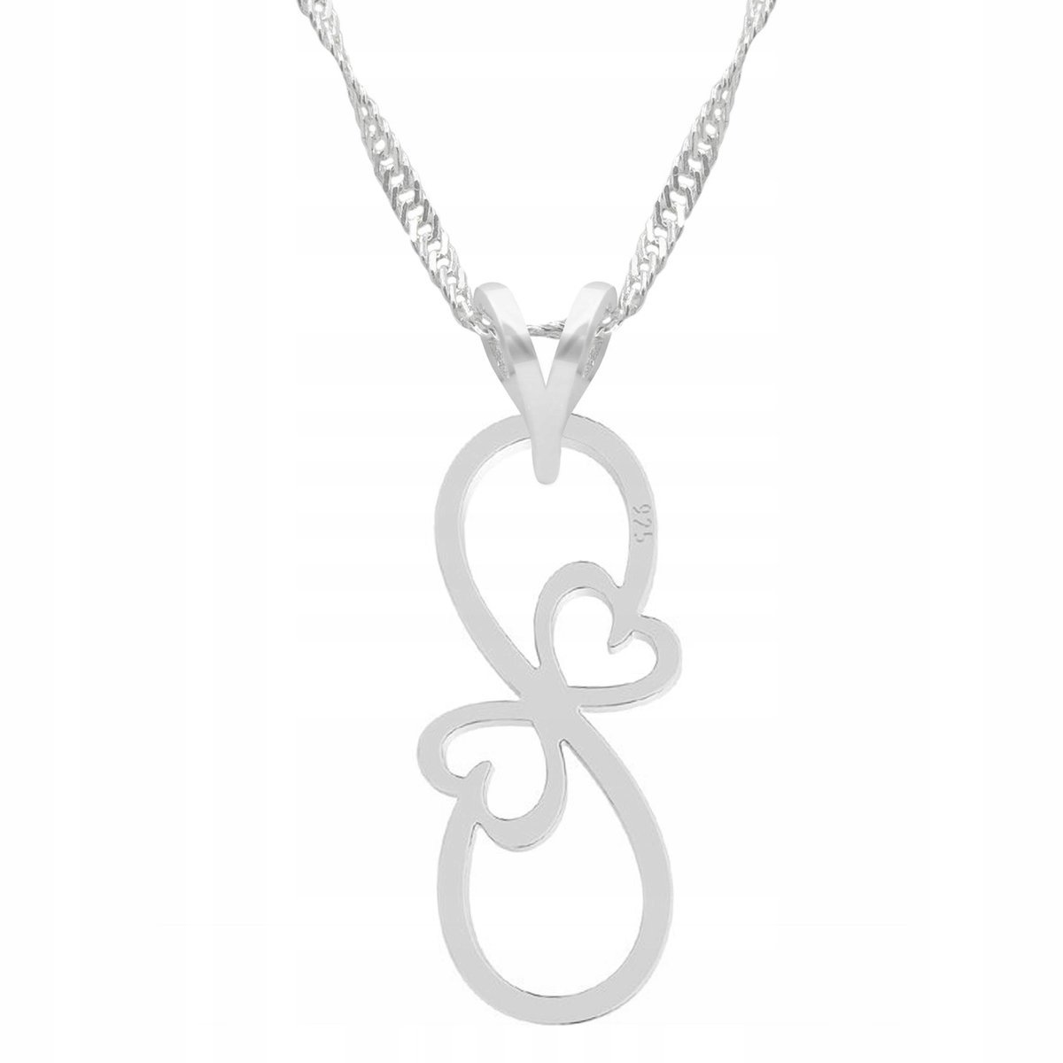 Naszyjnik Srebrny Love z Sercami Serce Serduszka Nieskończoność SREBRO 925