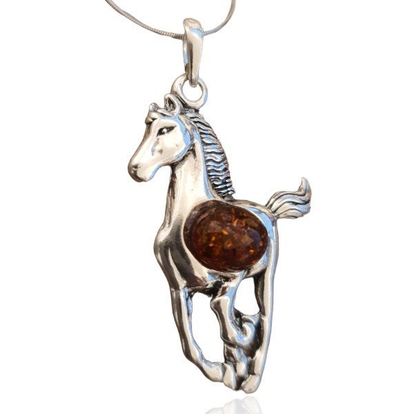 ankabizuteria.pl Biżuteria srebrna z bursztynem KOŃ