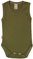 Body dla niemowląt - BODY ramiączko RAMKA bez rękawa KHAKI Oliwka r 86 KLEKLE - miniaturka - grafika 1