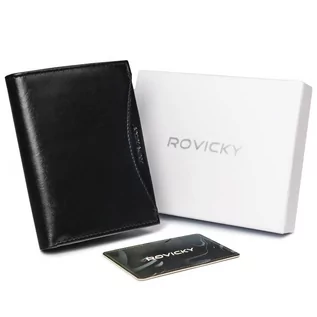Portfele - Duży, oryginalny portfel męski z naturalnej skóry licowej, RFID — Rovicky - grafika 1