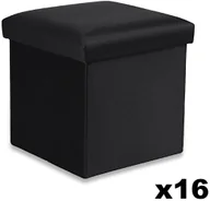 Pufy i podnóżki - Pufa składana M - 30x30x30cm aksamit czarna x 16 - miniaturka - grafika 1