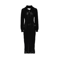 Spódnice - Aleva Damska długa spódnica z dzianiny z kołnierzem dla lalek i talią, czarna, rozmiar M/L, czarny, M - miniaturka - grafika 1