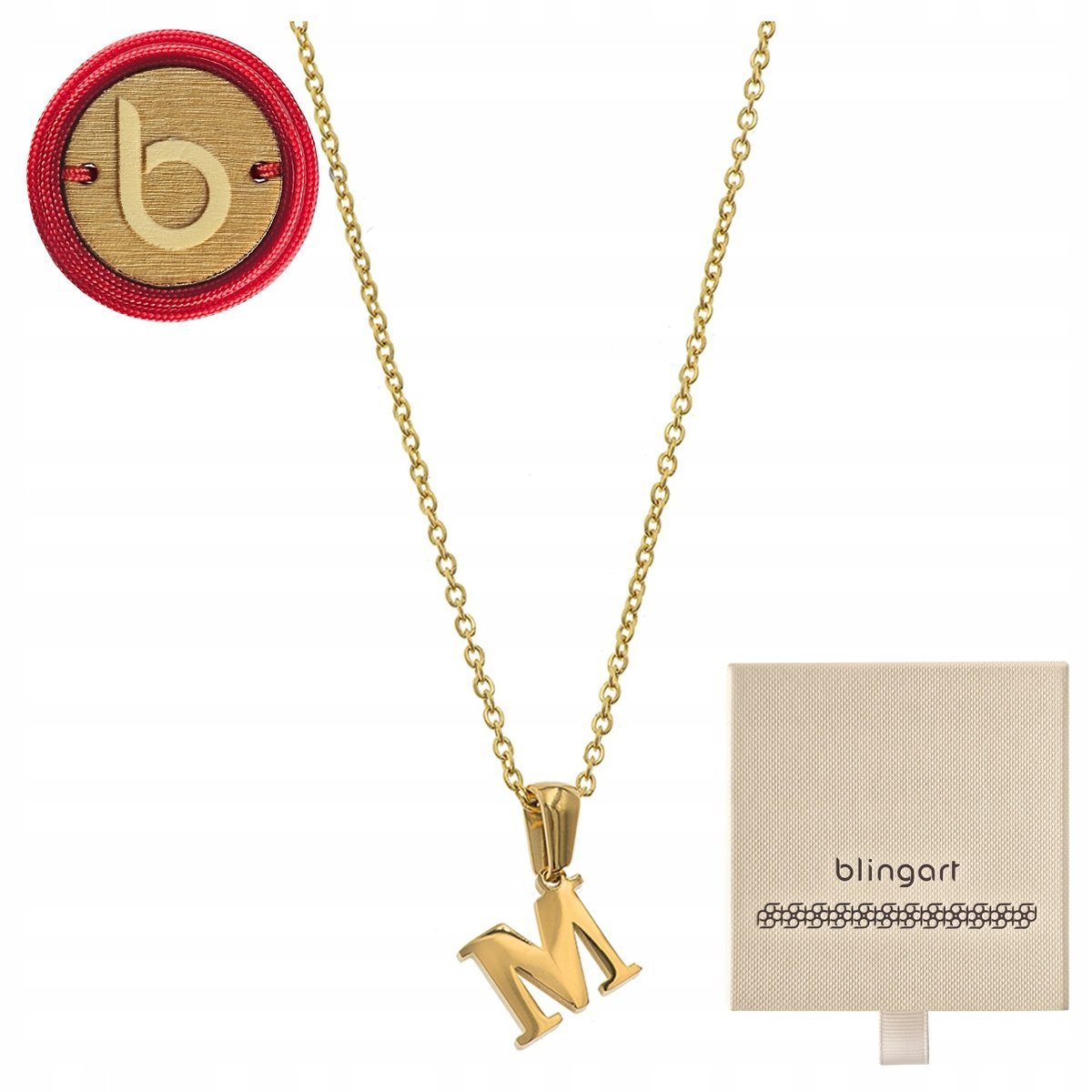 Naszyjnik damski celebrytka pozłacana LITERKA M STAL 316L BLINGART