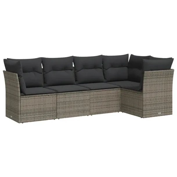 Zestaw mebli ogrodowych modułowych szary rattan PE 234 x 124 x 69 cm