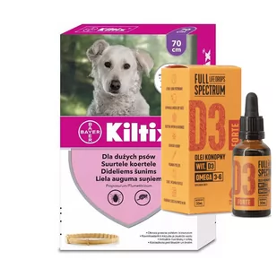 Bayer BAYER Kiltix Obroża dla psów dużych dł 70cm + olej konopny witamina D3 Forte 30ml dla ludzi) 56095-uniw - Artykuły przeciw pasożytom - miniaturka - grafika 1
