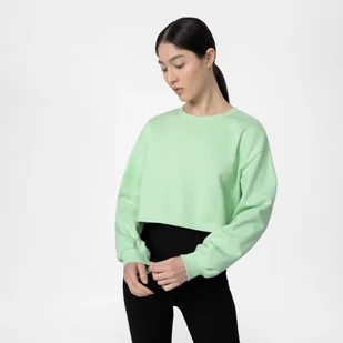 Damska bluza crop top do jogi 4F 4FSS22TFSWF121 - zielona - Bluzy sportowe damskie - miniaturka - grafika 1
