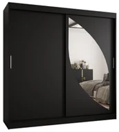 Szafy - Szafa przesuwna Gardroba Abiks MILO 200 gł. 62 czarny mat - miniaturka - grafika 1