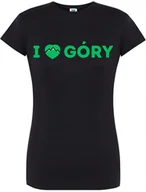 Koszulki i topy damskie - T-SHIRT DAMSKI Z NADRUKIEM GÓRY PREZENT KOSZULKA CZARNA PODRÓŻE R-XXL  MODEL  A6 - miniaturka - grafika 1