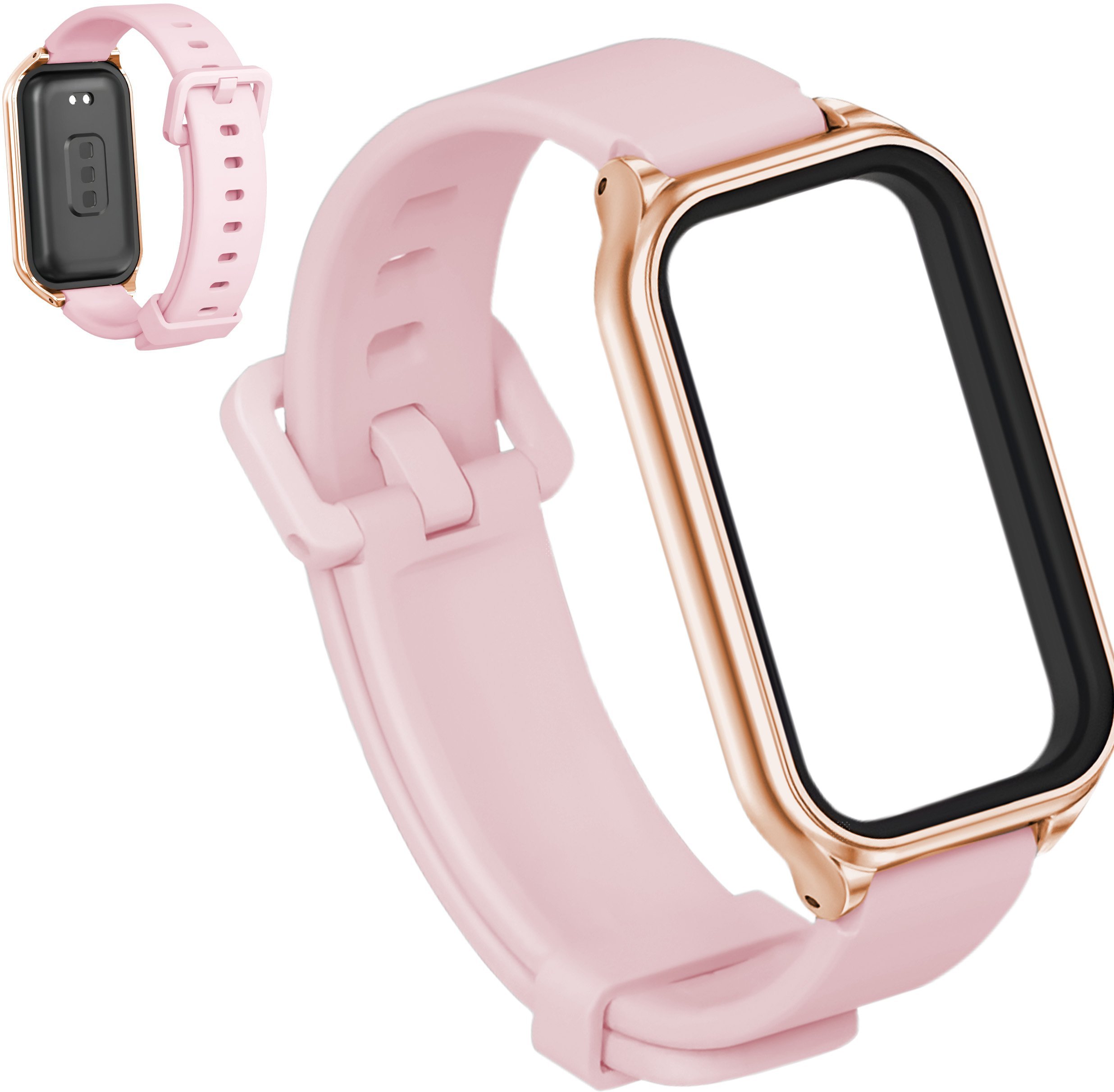 ChronSmarta Pasek z ramką ChronSmarta do Xiaomi Mi Band 8 Active / Redmi Smart Band 2 Różowy