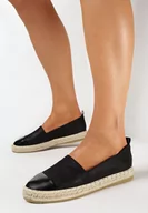 Espadryle damskie - Czarne Espadryle z Metaliczną Nicią i Plecioną Płaską Podeszwą Oranhira - miniaturka - grafika 1