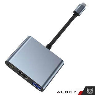 Adapter przejściówka HUB 3w1 USB-C na HDMI USB-A USB-C 4K 60Hz Alogy szary - Kable - miniaturka - grafika 11