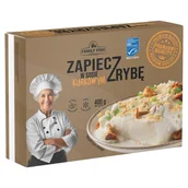 Ryby świeże i mrożone - Family Fish Zapieczrybę Kostki z filetów ryby białej w sosie kurkowym 400 g - miniaturka - grafika 1
