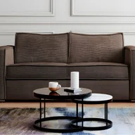 Sofy i kanapy - Kanapa 3-osobowa rozkładana typu express z brązowego sztruksu - Miejsce do spania z szerokimi listewkami 140 cm - Materac 14 cm - LORETO - miniaturka - grafika 1