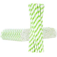 Słomki do napojów - GSG24 Słomki papierowe BIO ekologiczne PAPER STRAWS grube 8/205mm - biało-zielone 500szt. - miniaturka - grafika 1