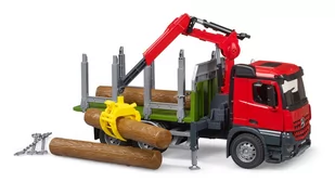 Bruder, Mercedes Benz Arocs z dźwigim do przewozu drewna i z 3 kłodami, BR-03669 - Samochody i pojazdy dla dzieci - miniaturka - grafika 1