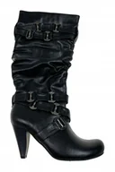 Kozaki damskie - Czarne skórzane kozaki na słupku TwoLips 36 - miniaturka - grafika 1