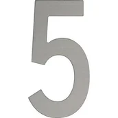 Akcesoria do drzwi - Cyfra 5 samoprzylepna srebrny szczotkowany 50 mm - miniaturka - grafika 1