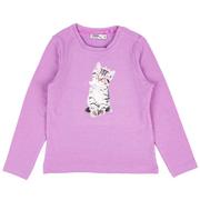 Bluzki damskie - Dziewczęca bluzka z długim rękawem, liliowa, kotek/Olimpias - miniaturka - grafika 1