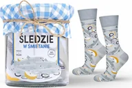 Skarpety termoaktywne - Soxo Męskie Damskie Skarpetki SOXO śledzie w słoiku z serwetką 3540 - miniaturka - grafika 1