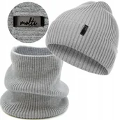 Czapki damskie - Ciepły KOMPLET damski CZAPKA i KOMIN zimowy na jesień wełniany MERINO 58-62 - miniaturka - grafika 1