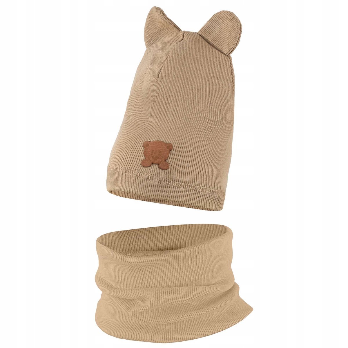 Czapeczka Wiosenna Jesienna Czapka + Komin Komplet Dla Dzieci 42-44 Beżowa