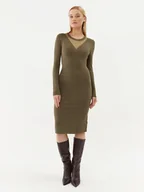 Sukienki - Fracomina Sukienka dzianinowa FJ23WD5002K51801 Khaki Slim Fit - miniaturka - grafika 1