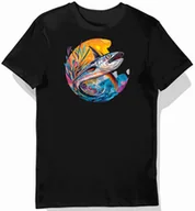 Koszulki męskie - Koszulka męska czarna z motywem dynamicznego srebrnego drapieżnika S - miniaturka - grafika 1