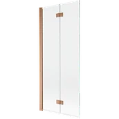 Parawany nawannowe - Mexen Mist parawan nawannowy 2-skrzydłowy lewy 80 x 150 cm, transparent, miedź szczotkowana - 8A9-080-002-65-00-L - miniaturka - grafika 1