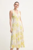 Sukienki - Calvin Klein sukienka kolor żółty midi rozkloszowana LV044B059G - miniaturka - grafika 1