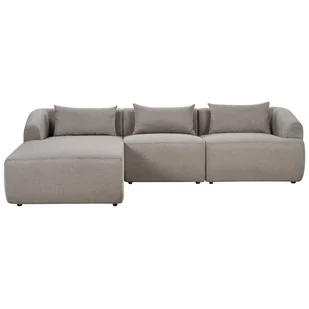 BELIANI Narożnik prawostronny 3-osobowy beżowoszary tapicerowany sofa narożna dodatkowe poduszki minimalistyczny styl - Narożniki - miniaturka - grafika 1