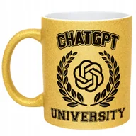 Kubki - Złoty kubek brokatowy ChatGPT University Zabawny Prezent Upominek - miniaturka - grafika 1