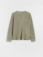 Bluzki dla chłopców - Reserved - Bawełniany longsleeve - oliwkowy - miniaturka - grafika 1