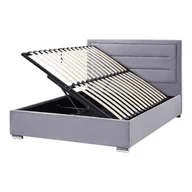 Łóżka - Łóżko z pojemnikiem welurowe 140 x 200 cm ciemnoszare ROUEN - miniaturka - grafika 1