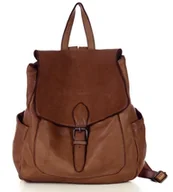 Torebki damskie - Plecak skórzany handmade z kieszeniami - MARCO MAZZINI brąz camel - miniaturka - grafika 1