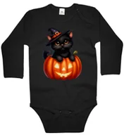 Body dla niemowląt - Body dziecięce Czarny Kotek Czarodziej W Dyni Halloween 74/80 - miniaturka - grafika 1