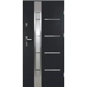 Drzwi zewnętrzne - Drzwi zewnętrzne S68 LUNA lakomat-paski inox antracyt 90L 2Z/011/07 - miniaturka - grafika 1