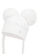 Czapki dla dzieci - Czapka dla dziecka na zimę JORIS z dwoma pomponami biała - miniaturka - grafika 1