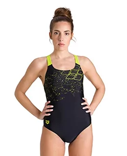 Stroje kąpielowe - ARENA Damski kostium kąpielowy Lightning Pro Back wielokolorowa Black-soft Green 36 - grafika 1