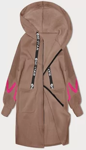 Dresowa narzutka ze swetrowymi rękawami beżowa (5759) - MADE IN ITALY - Bluzy damskie - miniaturka - grafika 1
