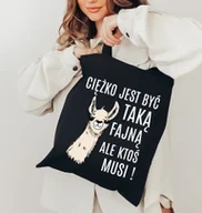 Torby i wózki na zakupy - czarna torba EKO z nadrukiem - miniaturka - grafika 1