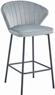 Taborety i hokery - Tapicerowany barowy hoker glamour srebrno szary B5-K09 - miniaturka - grafika 1