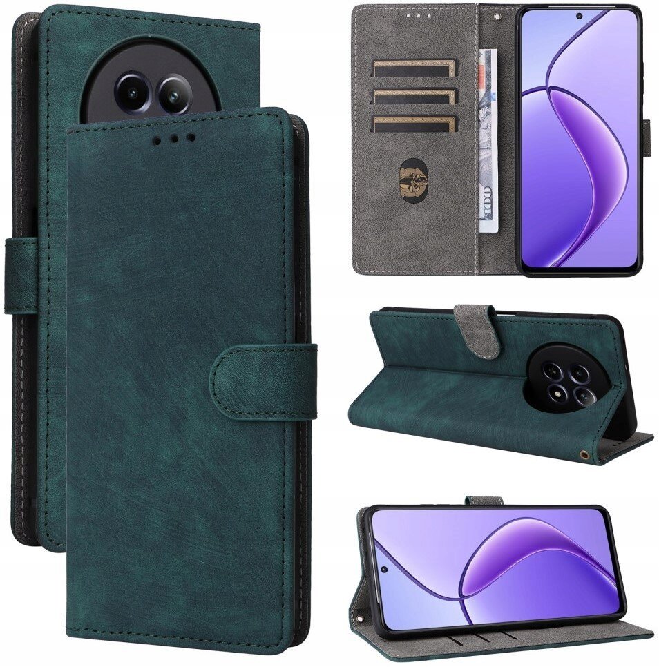 Etui Wallet Na Karty Eko Skóra Z Klapką Do Realme 12 5G Portfel Z Paskiem