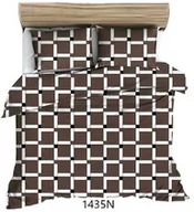 Pościel - Karo Pościel bawełniana 140x200 brązowa kratka 1435 N bawełna Max - miniaturka - grafika 1