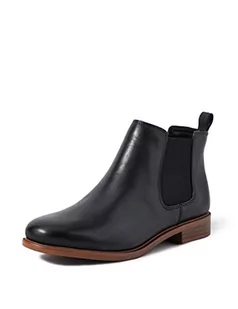 Clarks Damskie kozaki Taylor Shine z krótką cholewką Chelsea Boots, Czarny Black Leather - 42 EU - Kozaki damskie - miniaturka - grafika 1