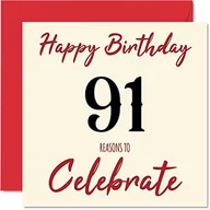 Kartki okolicznościowe i zaproszenia - Zabawne kartki urodzinowe na 91. urodziny dla mężczyzn i kobiet – powody – kartka urodzinowa dla dziadka babci babci babci taty mamy, 145 mm x 145 mm kartki okolicznościowe, kartka na 91. urodziny - miniaturka - grafika 1